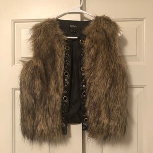 XOXO Studded Faux Fur Vest Size Medium